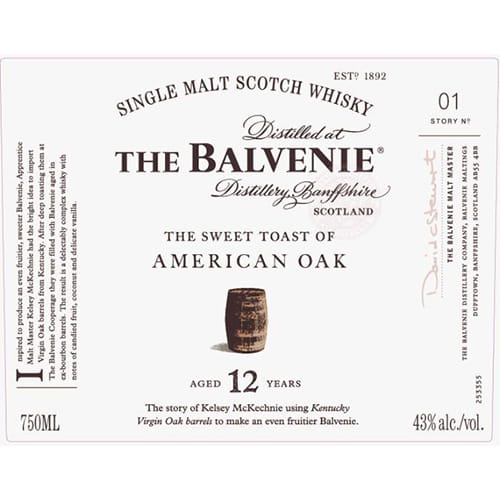 Balvenie The Sweet Toast of American Oak 12Yr Single Malt Scotch Whisky 750ml