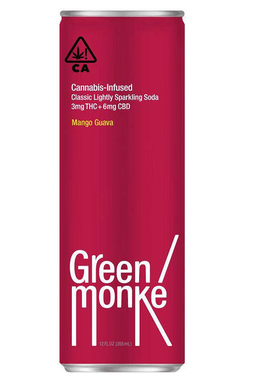 Green Monke THC Infused Mango Guava Soda 5MG THC 12oz Can