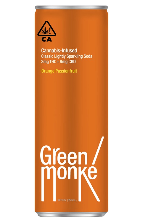 Green Monke THC Infused Orange Passionfruit Soda 5MG THC 12oz Can