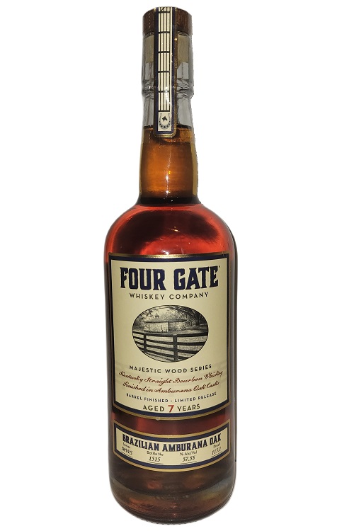 Four Gate Majestic Wood Series Aged 7Yr Barrel Finished Limited Release Kentucky Straight Bourbon Whiskey Finished in Brazilian Amburana Oak Casks 750ml