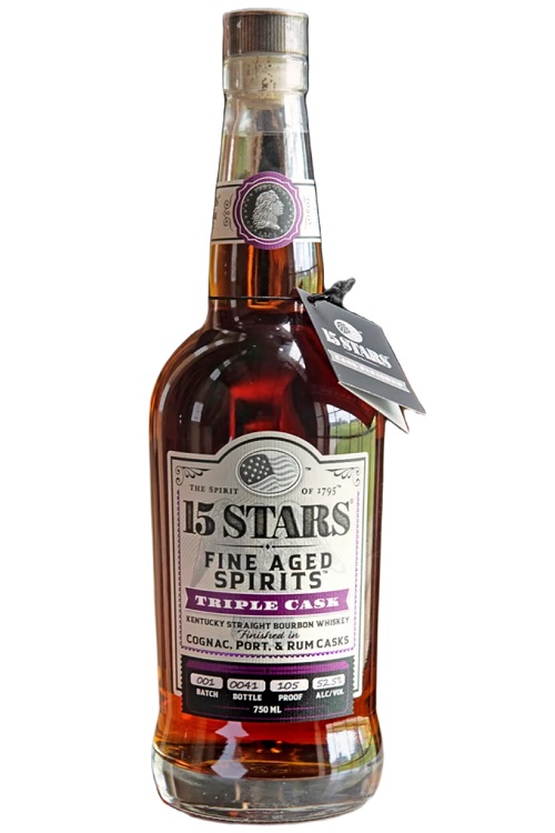 15 Stars Triple Cask Kentucky Straight Bourbon Whiskey Finished in Cognac, Port and Rum Casks 750ml