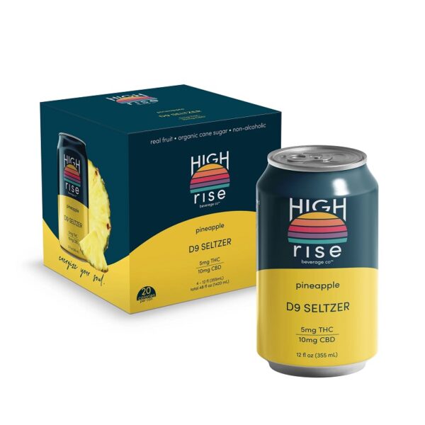 High Rise Pineapple D9 Seltzer 5MG THC 10MG CBD 4pk