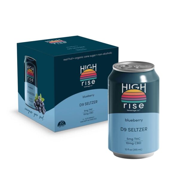 High Rise Blueberry D9 Seltzer 5MG THC 10MG CBD 4pk