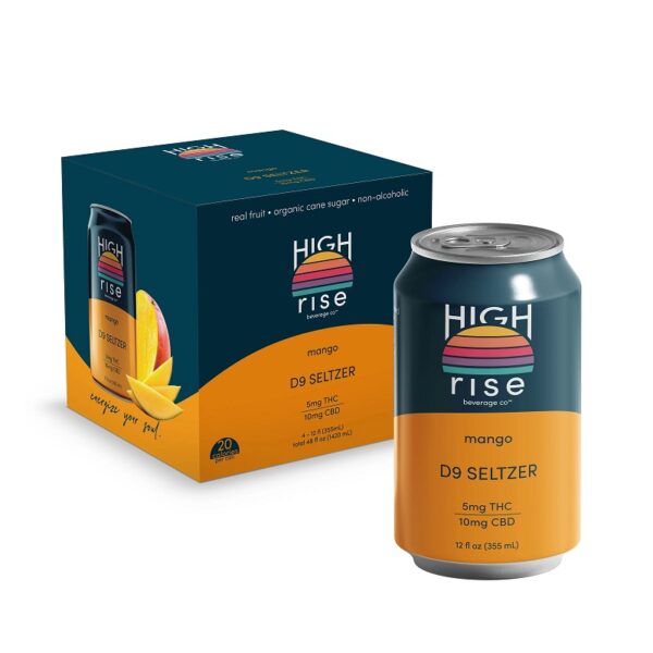 High Rise Mango D9 Seltzer 5MG THC 10MG CBD 4pk