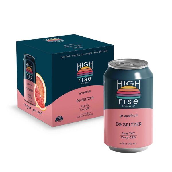 High Rise Grapefruit D9 Seltzer 5MG THC 10MG CBD 4pk
