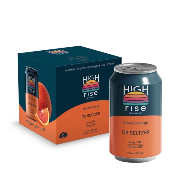 High Rise Blood Orange D9 Seltzer 5MG THC 10MG CBD 4pk