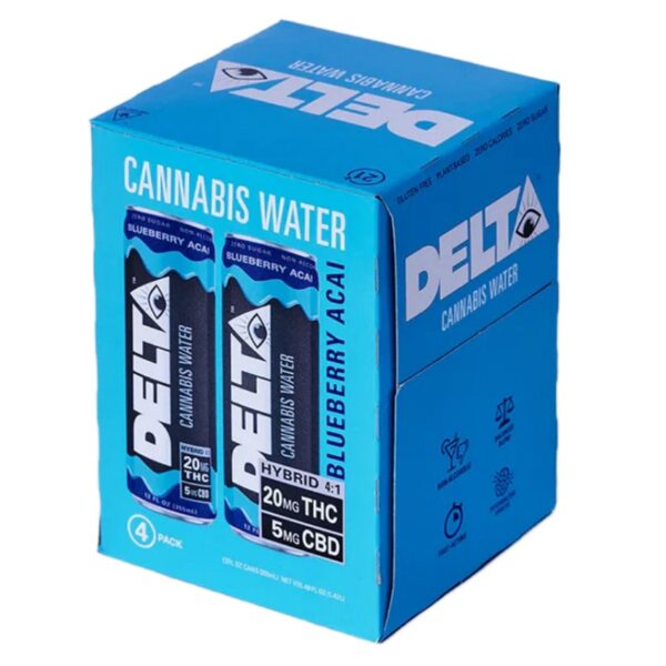 Delta Cannabis Water Blueberry Acai 20MG THC 5MG CBD 4pk