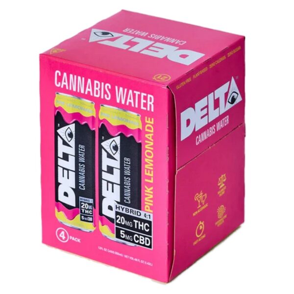 Delta Cannabis Water Pink Lemonade 20MG THC 5MG CBD 4pk
