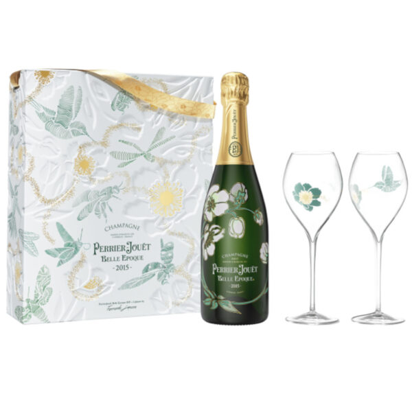 Perrier Jouet 2015 Belle Epoque Fernando Laposse Giftbox w 2 Glasses 750ml